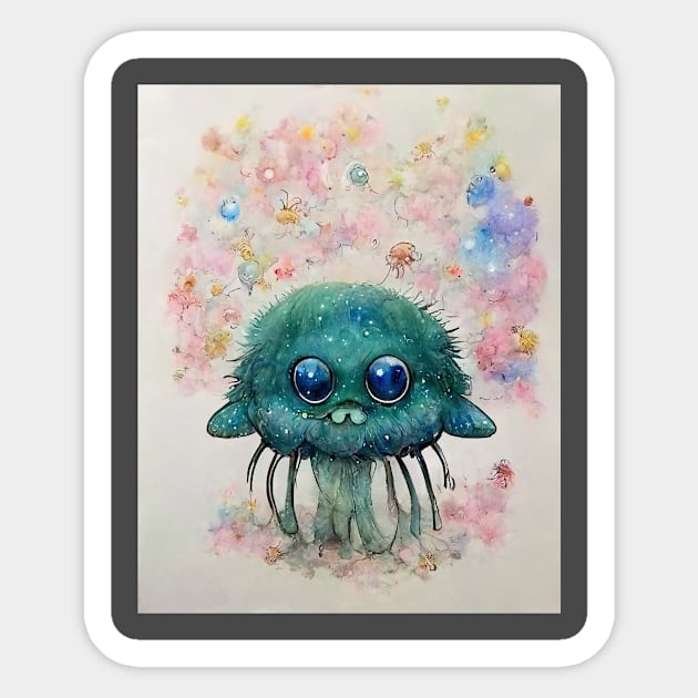 Cute flowerpunk sea creature - Jellyfish Monster Sticker by Fluffypunk